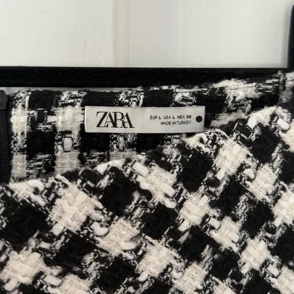 Zara Tweed Houndstooth Mini Skirt (L) - Picture 4 of 4